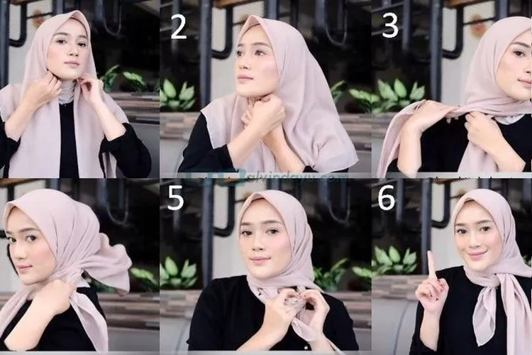 cara memakai jilbab segi empat yang benar
