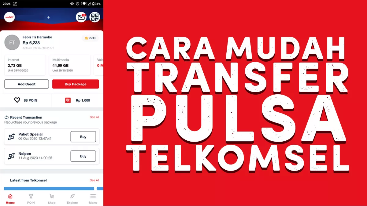 cara transfer pulsa sesama Telkomsel